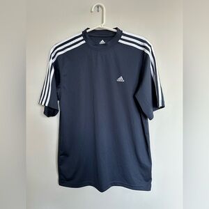 Adidas Men's Navy Three Stripes Short Sleeve Tee, size M
